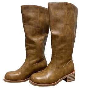 Vbdb Womens Size 6.5 Brown 2" Heel Knee High Boots Closed Round Toe Shoes